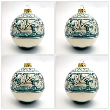 Set of 4 Italian Christmas ball ornaments handmade by Rampini in Gubbio, Italy