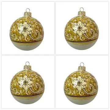 Set of 4 Italian Christmas ball ornaments handmade by Rampini in Gubbio, Italy