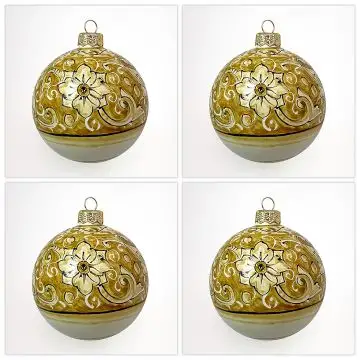 Set of 4 Italian Christmas ball ornaments handmade by Rampini in Gubbio, Italy