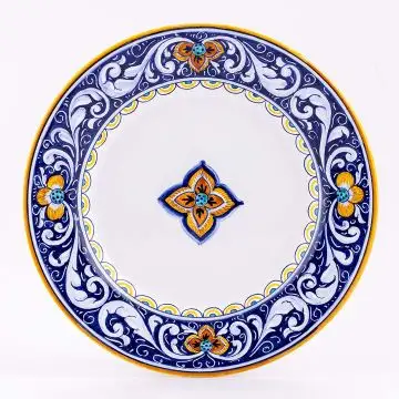 Deruta dinner plate from the Rameggi collection, handmade by Antica Deruta - Italy