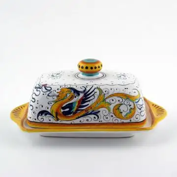 Raffaellesco Italian butter dish handmade by Fima in Deruta