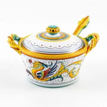 Raffaellesco Italian cheese jar handmade by Fima in Deruta