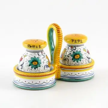 Raffaellesco Italian salt and pepper shakers set handmade by Fima in Deruta