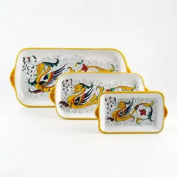 Raffaellesco Italian rectangular tray handmade by Fima in Deruta