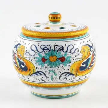 Raffaellesco Italian garlic jar handmade by Fima in Deruta