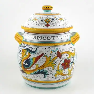 Raffaellesco Italian cookie jar handmade by Fima in Deruta