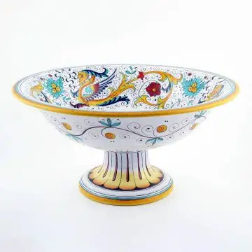 Raffaellesco Italian footed fruit bowl handmade by Fima in Deruta