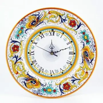 Italian wall clock Raffaellesco handmade by Fima in Deruta