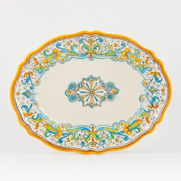 Ricco Deruta Allegro Italian oval platter handmade by Ceramiche Andrilia in Deruta