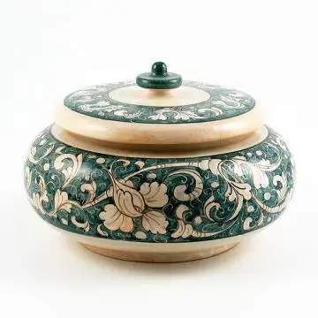 Italian centerpiece from the Rinascimento collection handmade by Ceramiche Rampini in Gubbio, Italy