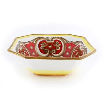 Italian octagonal serving bowl Rosso Antico from the Ottagonali Collection handmade by Francesca Niccacci in Deruta