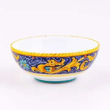 Deruta cereal bowl from the Raffaellesco Blu collection, handmade by Antica Deruta - Italy