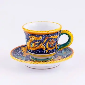 Caffe D'oro Vintage Set Of (4) Espresso Coffee Cups Cobalt Blue And Gold  Accents