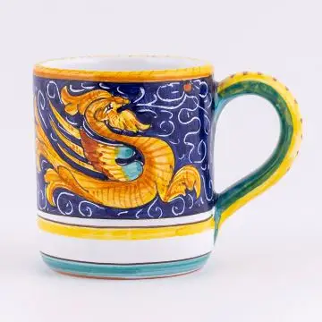 Deruta mug from the Raffaellesco Blu collection, handmade by Antica Deruta - Italy