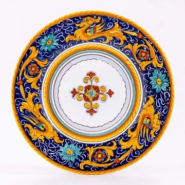 Deruta salad & dessert plate from the Raffaellesco Blu collection, handmade by Antica Deruta - Italy