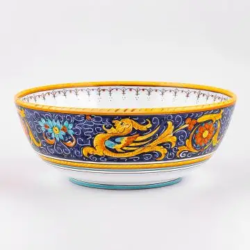 Deruta serving bowl from the Raffaellesco Blu collection, handmade by Antica Deruta - Italy