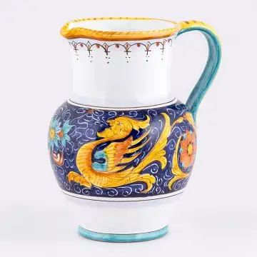 Deruta pitcher from the Raffaellesco Blu collection, handmade by Antica Deruta - Italy