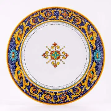 Deruta round platter from the Raffaellesco Blu collection, handmade by Antica Deruta - Italy