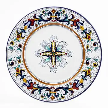 Ricco Deruta Blu Italian dinner plate handmade by Fima in Deruta