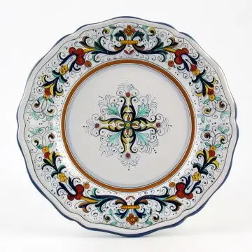 Ricco Deruta Blu Italian round platter handmade by Fima in Deruta