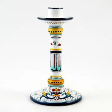 Ricco Deruta Blu Italian candle holder handmade by Fima in Deruta