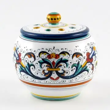 Ricco Deruta Blu Italian garlic jar handmade by Fima in Deruta