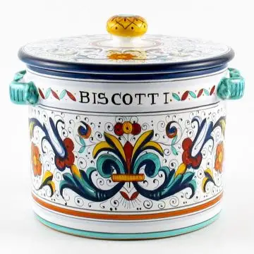 Ricco Deruta Blu Italian cookie jar handmade by Fima in Deruta
