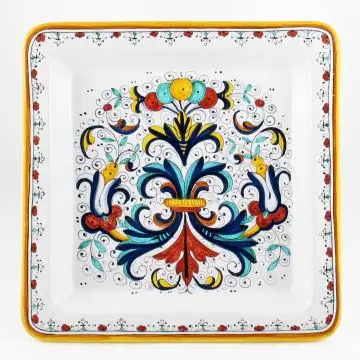 Ricco Deruta Classico Italian square platter handmade by Fima in Deruta