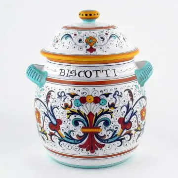 Ricco Deruta Classico Italian cookie jar handmade by Fima in Deruta