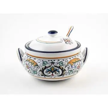 Rinascimento Italian sugar bowl handmade by Fima in Deruta