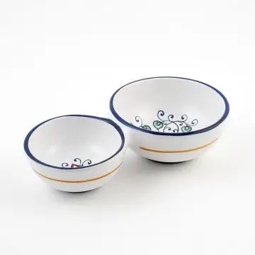 Rinascimento Italian double olive bowl handmade by Fima in Deruta