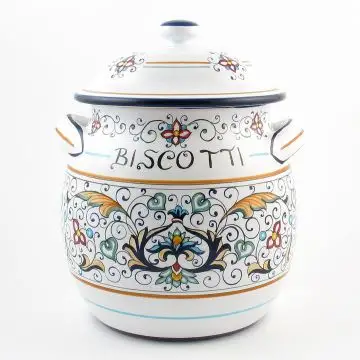 Rinascimento Italian cookie jar handmade by Fima in Deruta