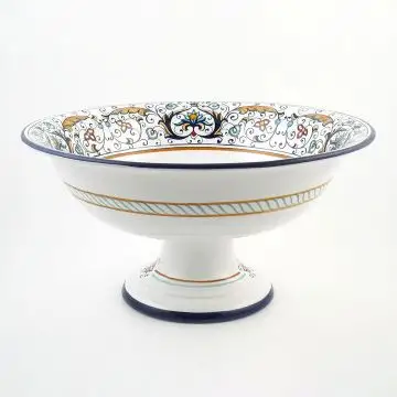 Rinascimento Italian footed fruit bowl handmade by Fima in Deruta