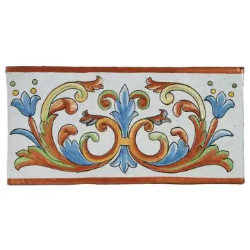 Hand-painted Deruta tile RVC by Antica Deruta, Italy. The tile is entirely handcrafted.