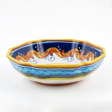 Italian serving bowl from the Geometrico S3 Collection handmade by Eugenio Ricciarelli - Deruta, Rapallo, Amalfi