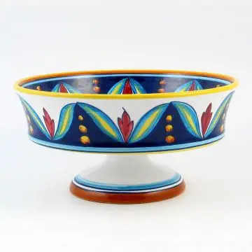Italian footed fruit bowl from the Geometrico S4 Collection handmade by Eugenio Ricciarelli - Deruta, Rapallo, Amalfi