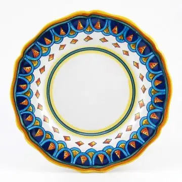 Italian dinner plate from the Geometrico S5 Collection handmade by Eugenio Ricciarelli - Deruta, Rapallo, Amalfi