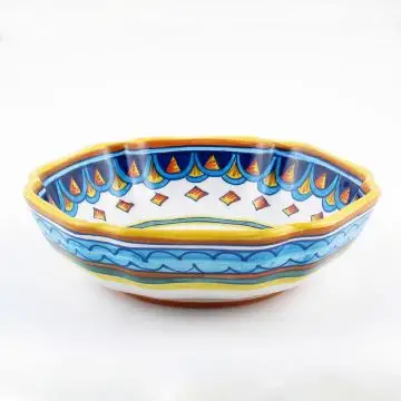 Italian serving bowl from the Geometrico S5 Collection handmade by Eugenio Ricciarelli - Deruta, Rapallo, Amalfi