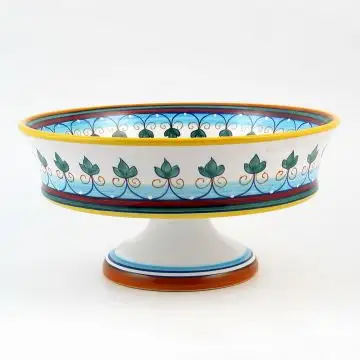 Italian footed fruit bowl from the Geometrico S6 Collection handmade by Eugenio Ricciarelli - Deruta, Rapallo, Amalfi