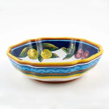 Italian serving bowl from the Geometrico S9 Collection handmade by Eugenio Ricciarelli - Deruta, Rapallo, Amalfi