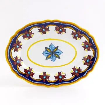Italian oval platter from the Geometrico S10 Collection handmade by Eugenio Ricciarelli - Deruta, Rapallo, Amalfi