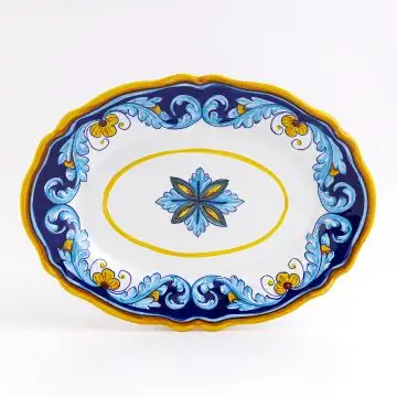 Italian oval platter from the Geometrico S11 Collection handmade by Eugenio Ricciarelli - Deruta, Rapallo, Amalfi