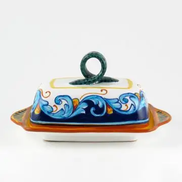 Italian butter dish from the Geometrico S12 Collection handmade by Eugenio Ricciarelli - Deruta, Rapallo, Amalfi