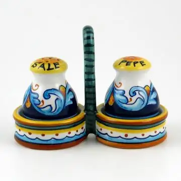 Italian salt and pepper shakers set from the Geometrico S12 Collection handmade by Eugenio Ricciarelli - Deruta, Rapallo, Amalfi