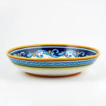 Italian shallow bowl from the Geometrico S12 Collection handmade by Eugenio Ricciarelli - Deruta, Rapallo, Amalfi