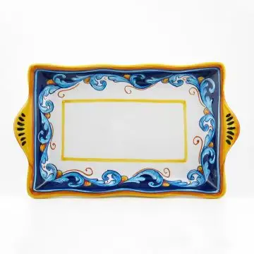 Italian rectangular tray from the Geometrico S12 Collection handmade by Eugenio Ricciarelli - Deruta, Rapallo, Amalfi