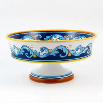 Italian footed fruit bowl from the Geometrico S12 Collection handmade by Eugenio Ricciarelli - Deruta, Rapallo, Amalfi