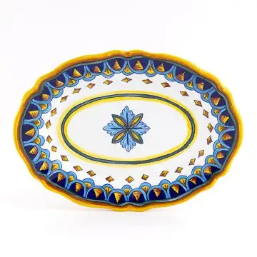 Italian oval platter from the Geometrico S5 Collection handmade by Eugenio Ricciarelli - Deruta, Rapallo, Amalfi