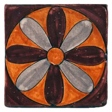 Hand-painted Deruta tile AD60 Tradizione Collection by Antica Deruta, Italy. The tile is entirely handcrafted.