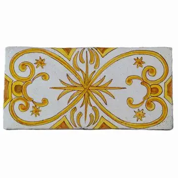 Hand-painted Deruta tile SNG by Antica Deruta, Italy. The tile is entirely handcrafted.
